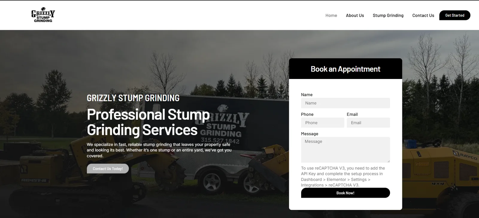 Grizzly Stump Grinding — website built by ReliTech Solutions