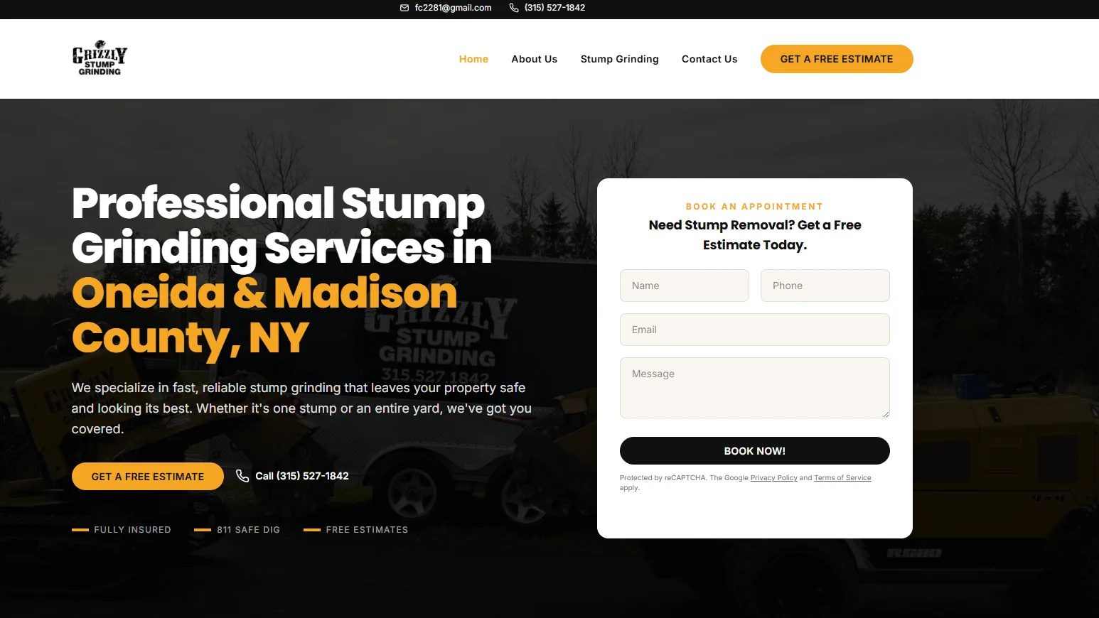 Grizzly Stump Grinding — website built by ReliTech Solutions