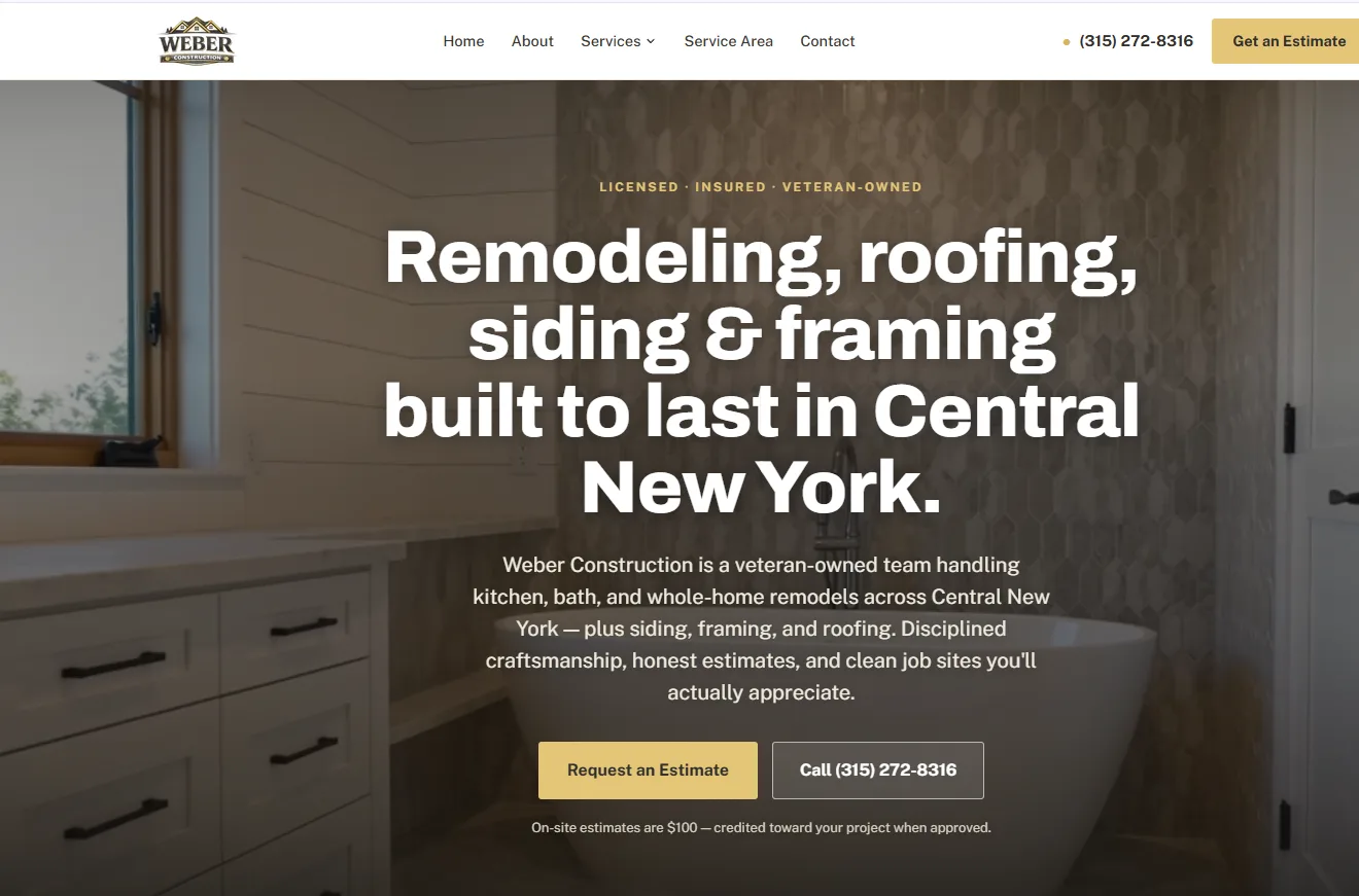 Weber Construction — website built by ReliTech Solutions